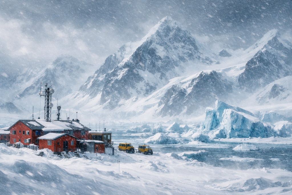 Paisaje nevado de Siberia bajo un cielo invernal