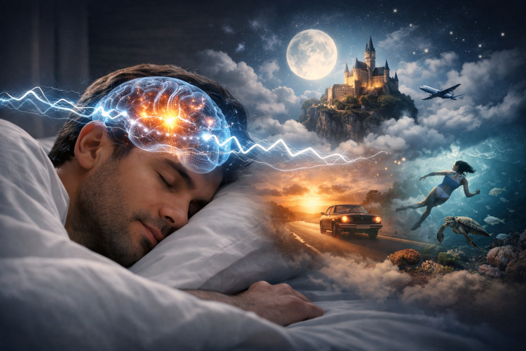 Ilustración de un cerebro durante el sueño