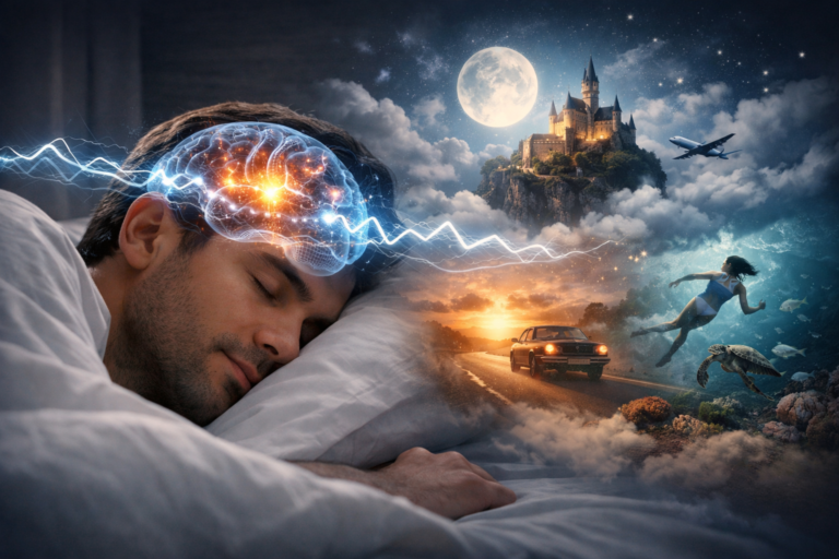 Ilustración de un cerebro durante el sueño