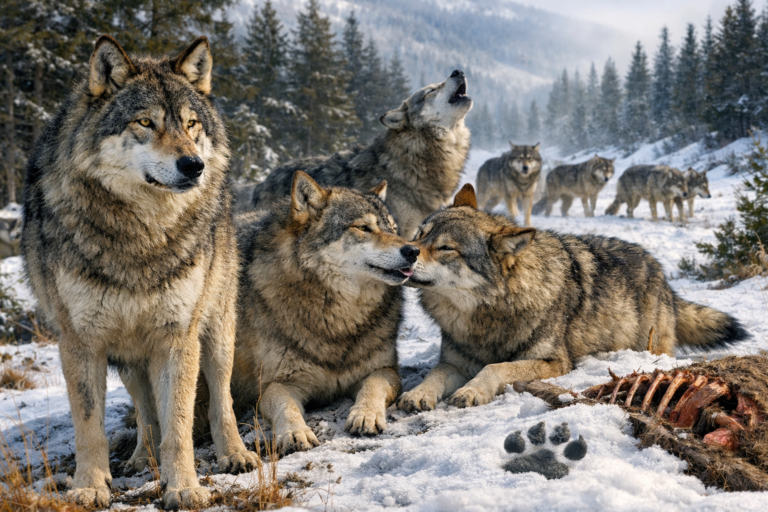 Lobo en su hábitat natural, símbolo de la vida en manada